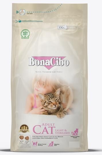 Bonacibo Light Sterilised Tavuklu Kısırlaştırılmış Kediler Için Yetişkin Kedi Maması 15 KG | SRC: Barcode: 8694686406977